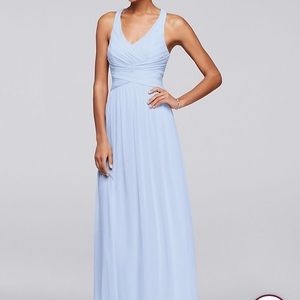 David’s Bridal Mesh Long Dress w/ Crisscross Back